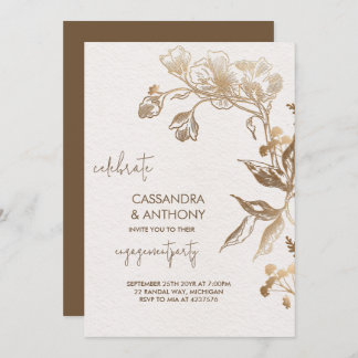 Elegante Golden Orchid Engagement Party Einladung