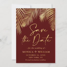 Elegante Golden Palm Branch Wedding Save The Date