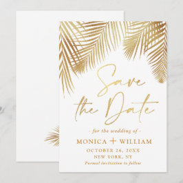 Elegante Golden Palm Branch Wedding Save The Date