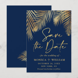 Elegante Golden Palm Branch Wedding Save The Date