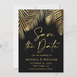 Elegante Golden Palm Branch Wedding Save The Date
