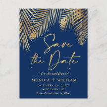 Elegante Golden Palm Branch Wedding Save the Date