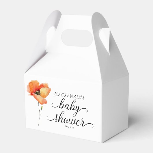 Elegante Golden Poppy Baby Dusche Geschenkschachtel (Vorderseite)