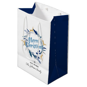 Elegante Golden Rentier Weihnachtsfeier  Mittlere Geschenktüte