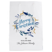 Elegante Golden Rentier Weihnachtsfeier Mittlere Geschenktüte (Rückseite)