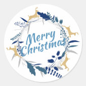 Elegante Golden Rentier Weihnachtsfeier Runder Aufkleber (Vorderseite)