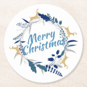 Elegante Golden Rentier Weihnachtsfeier Runder Pappuntersetzer (Vorderseite)