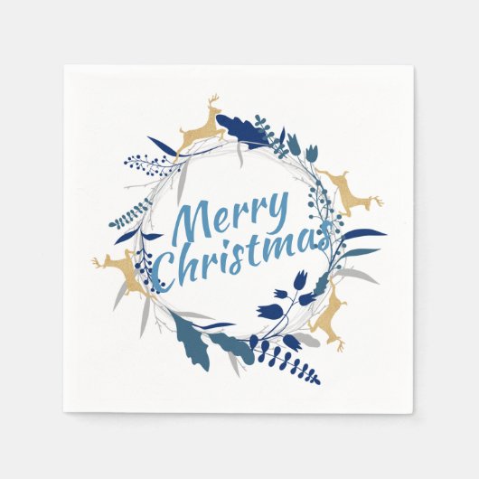 Elegante Golden Rentier Weihnachtsfeier Serviette (Vorderseite)