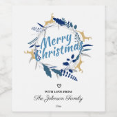 Elegante Golden Rentier Weihnachtsfeier Weinetikett (Einzelnes Label)