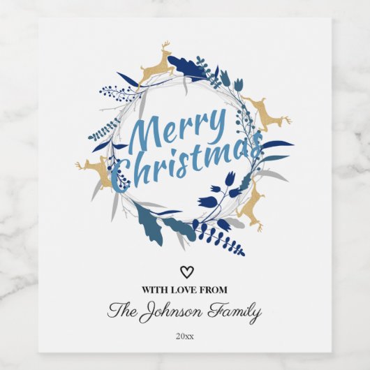 Elegante Golden Rentier Weihnachtsfeier Weinetikett (Einzelnes Label)