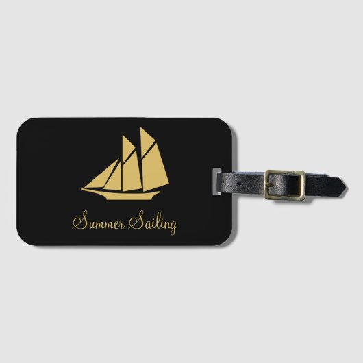 Elegante Golden Sailing Yacht Gepäckanhänger (Vorderseite (Horizontal))