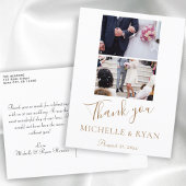 Elegante Golden Script Wedding 2 Fotos Vielen Dank Postkarte