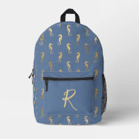 Elegante Golden Seepferde auf Blauem Personalisier