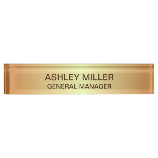 Elegante Golden Shades Schreibtisch Name Plate Namensplakette (Vorderseite)