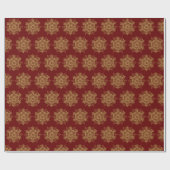 Elegante Golden Snowflake Burgund Geschenkpapier (Flach)