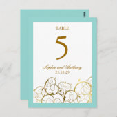 Elegante Golden Spirals Tischnummer Postkarte (Vorne/Hinten)