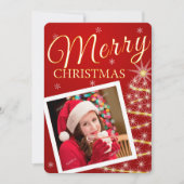 Elegante Golden Stars Ein Foto Weihnachtskarte (Vorderseite)