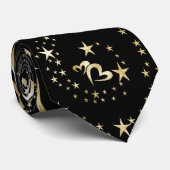 Elegante Golden Stars  Krawatte (Gerollt)