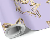 Elegante Golden Stars Lila Weihnachten Geschenkpapier (Rolleneckpunkt)