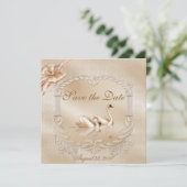 Elegante Golden Swans Formal Save the Date (Stehend Vorderseite)