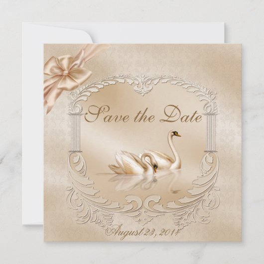 Elegante Golden Swans Formal Save the Date (Vorderseite)