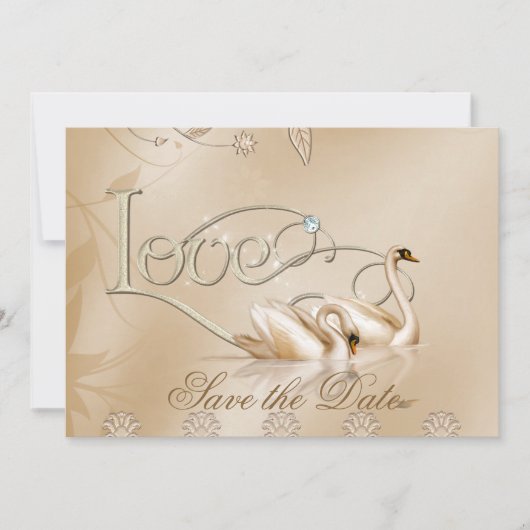 Elegante Golden Swans Formal Save the Date (Vorderseite)