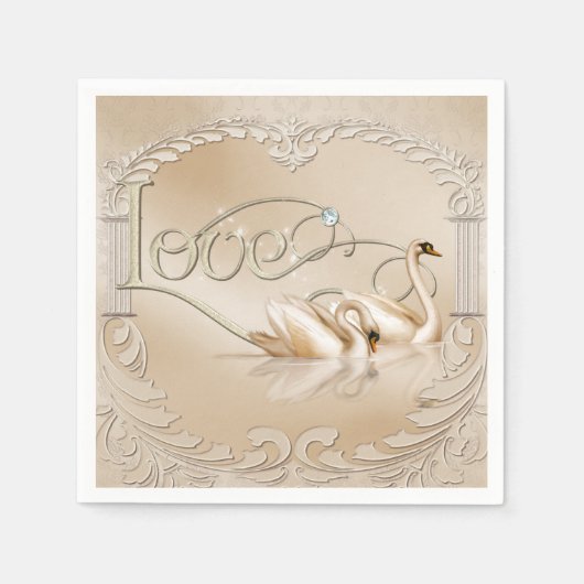 Elegante Golden Swans Serviette (Vorderseite)