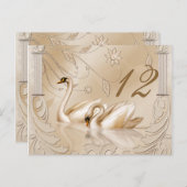 Elegante Golden Swans Table Card Postkarte (Vorne/Hinten)