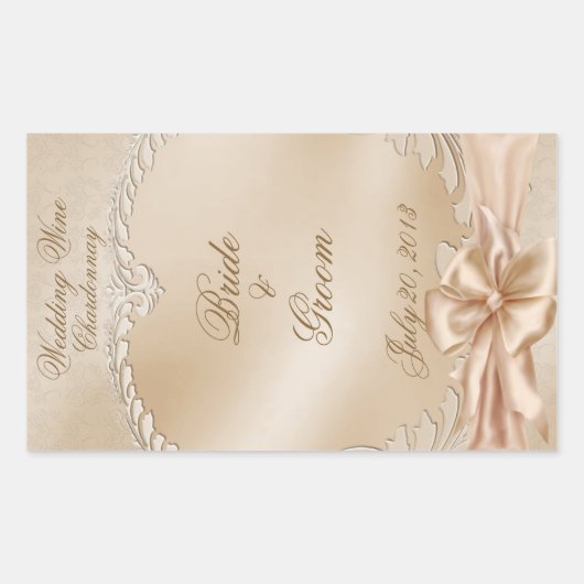 Elegante Golden Swans Wedding Wine Label Sticker (Vorderseite)