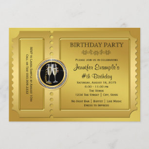 Elegante Golden Ticket Geburtstagsparty Einladung