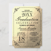 Elegante Golden Ticket Graduation Party Einladung (Vorderseite)
