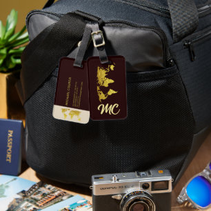 Elegante Golden Travel Mit Monogramm Name Gepäckanhänger