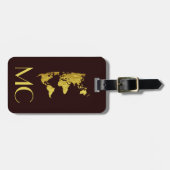 Elegante Golden Travel Mit Monogramm Name Gepäckanhänger (Vorderseite horizontal)
