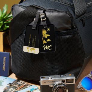 Elegante Golden Travel Mit Monogramm Name Gepäckanhänger