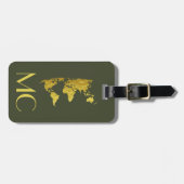 Elegante Golden Travel Mit Monogramm Name Gepäckanhänger (Vorderseite horizontal)