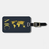 Elegante Golden Travel Mit Monogramm Name Gepäckanhänger (Vorderseite horizontal)