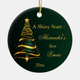Elegante Golden Tree Baby - Erste Weihnachtsfeier Keramik Ornament