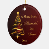 Elegante Golden Tree Baby Keramik Ornament (Links)