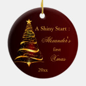 Elegante Golden Tree Baby Keramik Ornament (Hinten)