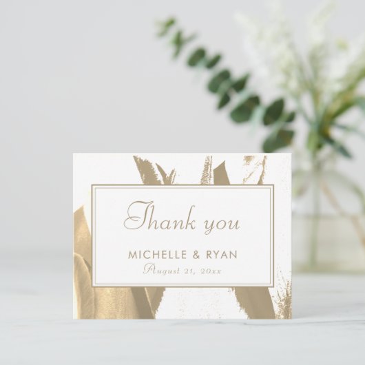 Elegante Golden Tulip Foto Hochzeitskarte Postkarte (Stehend Vorderseite)