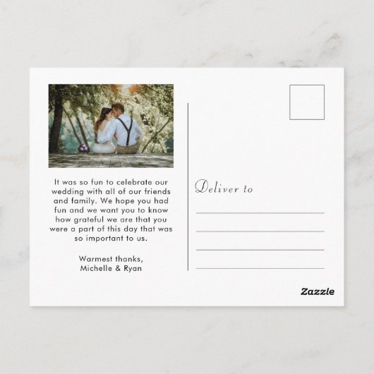 Elegante Golden Tulip Foto Hochzeitskarte Postkarte (Rückseite)