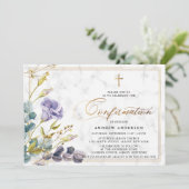 Elegante Golden Vintag Floral Bestätigung Einladung (Stehend Vorderseite)