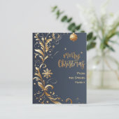 Elegante Golden Wirbel Weihnachten Postkarte (Stehend Vorderseite)
