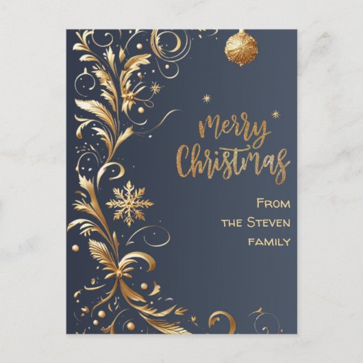 Elegante Golden Wirbel Weihnachten Postkarte (Vorderseite)