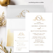 Elegante Golden Yellow Monogram Wedding Einladung