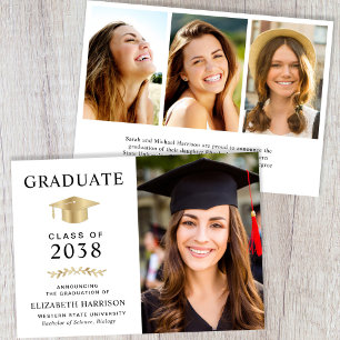 Elegante goldene Abschlussmütze Foto Hochschulabsc Ankündigung