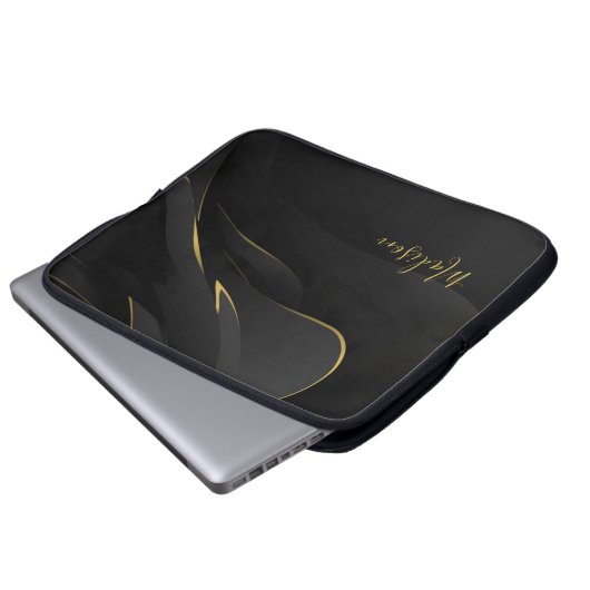 Elegante goldene Abstrakte Textur und Anpassung Laptopschutzhülle (Vorne Knopf)