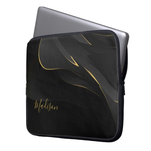 Elegante goldene Abstrakte Textur und Anpassung Laptopschutzhülle (Vorderseite Links)