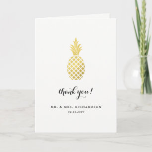 Elegante goldene Ananas Hochzeits-Dankeskarten Dankeskarte