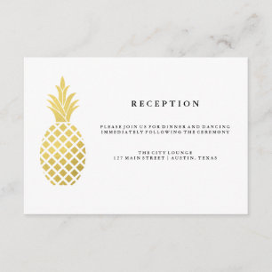 Elegante Goldene Ananas Hochzeitsempfang Begleitkarte